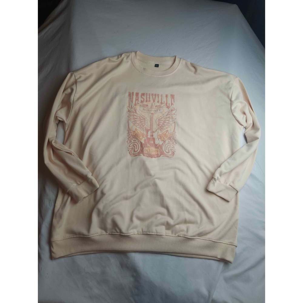 Nashville Graphic Sweatshirt Womens Size 4XL Cream Knit Country Music City